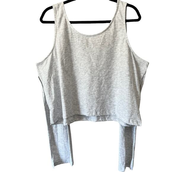 Topshop Heather Grey Scoop Tie Back Accent Side Slit Women's New Relaxed Fit Top - Picture 2 of 9
